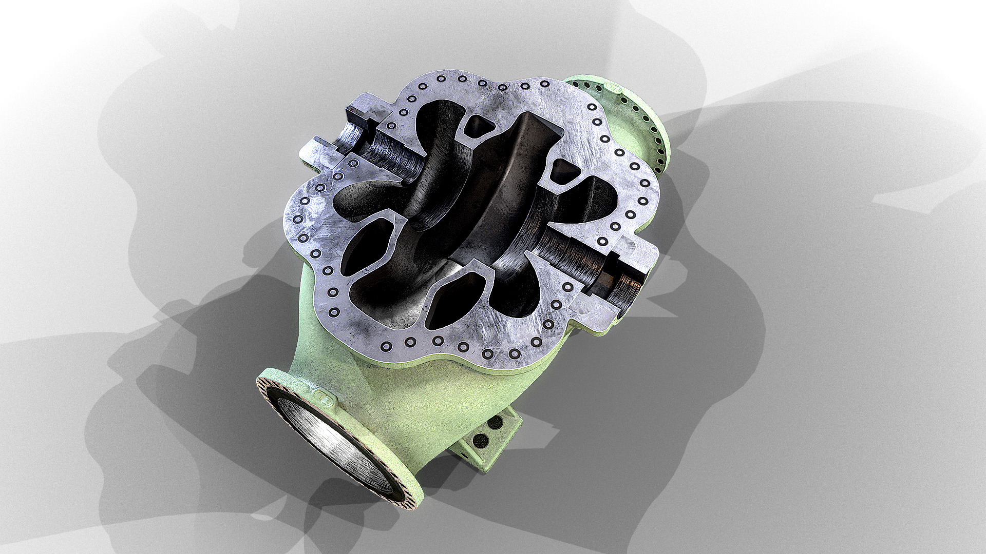 Split Casing Centrifugal Pump Housing Low-poly 3D model_3