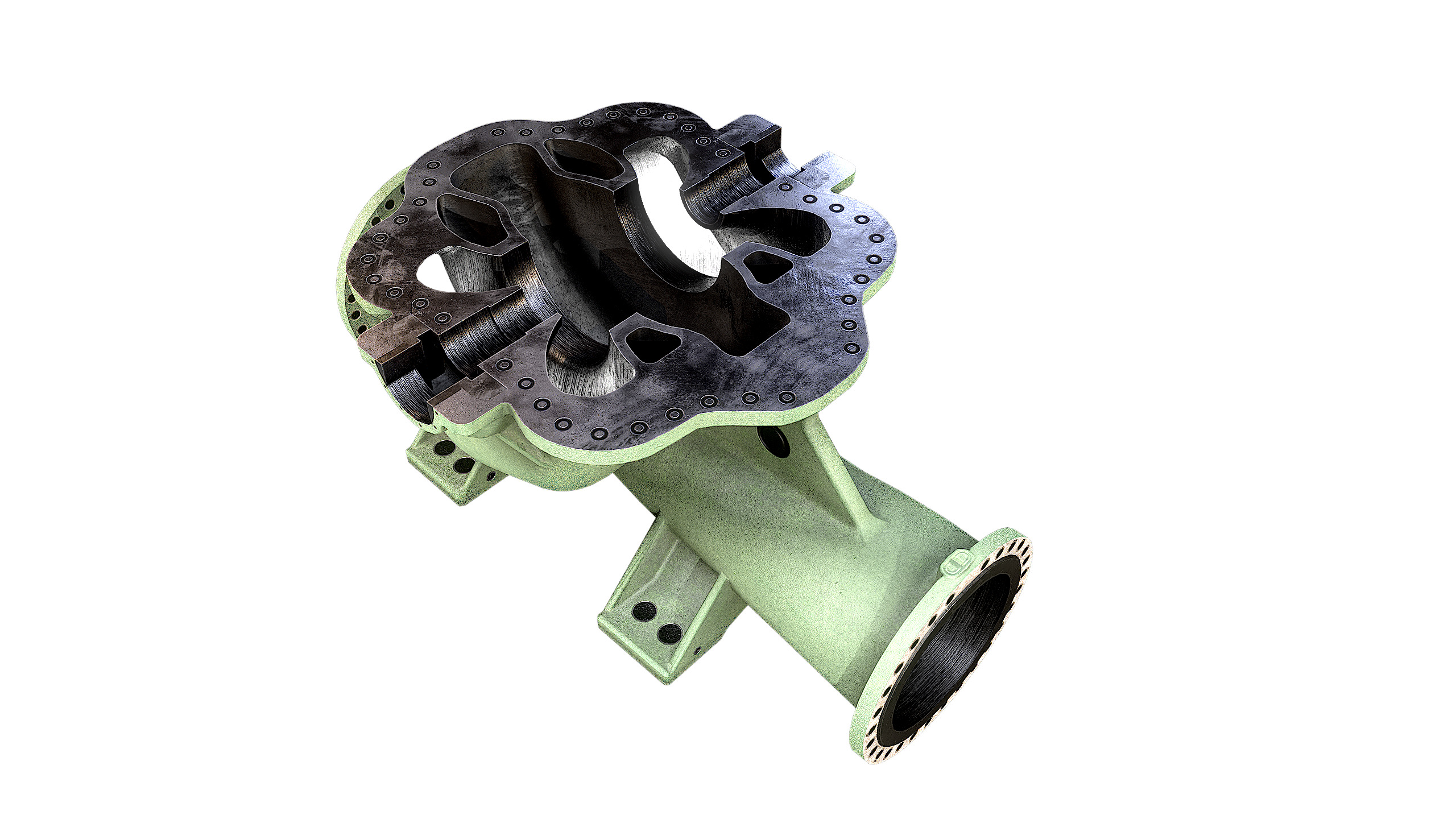 Split Casing Centrifugal Pump Housing Low-poly 3D model_9