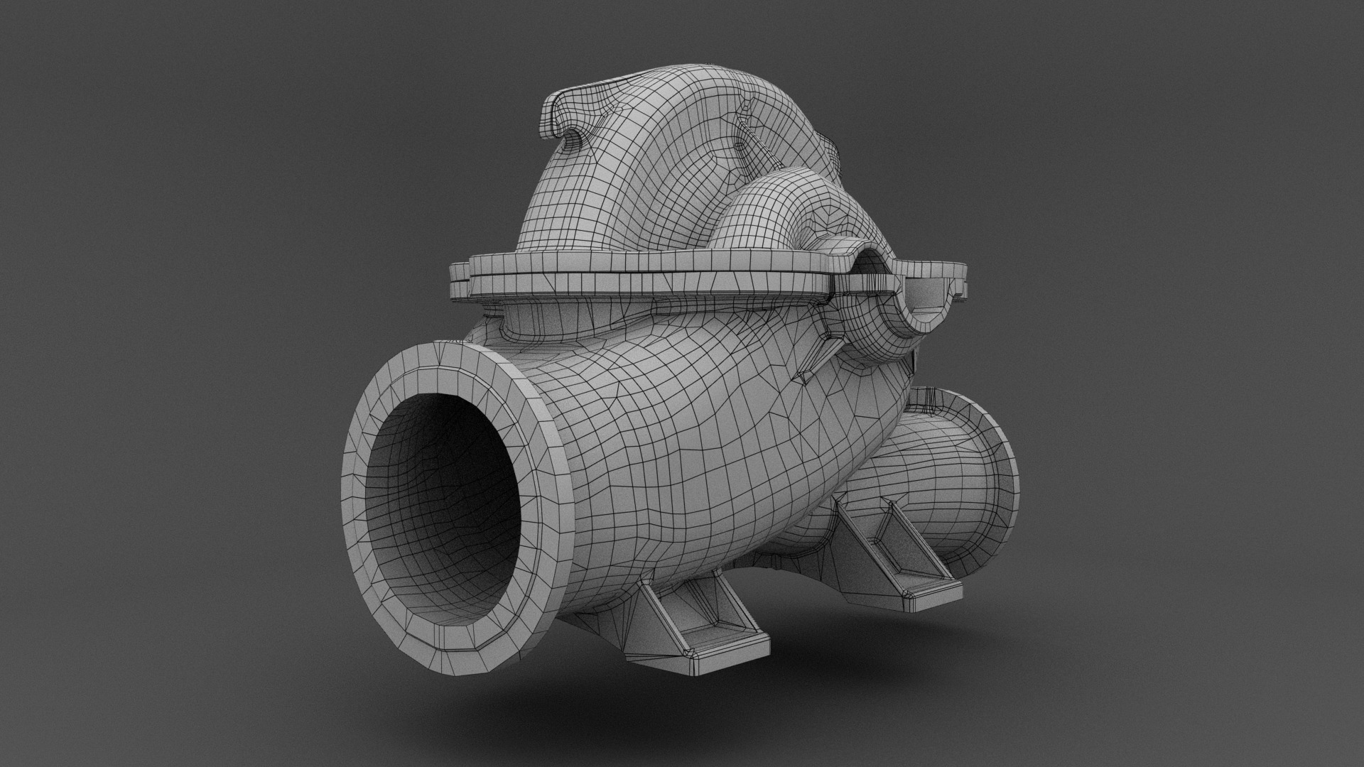 Split Casing Centrifugal Pump Housing Low-poly 3D model_8