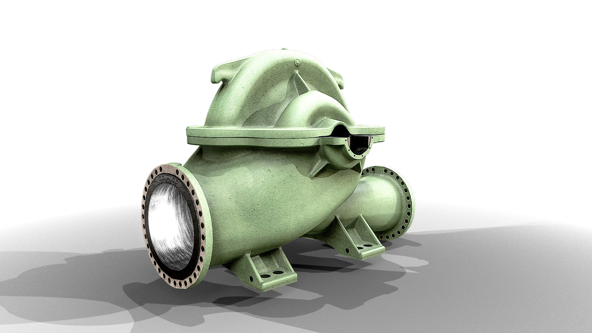 Split Casing Centrifugal Pump Housing Low-poly 3D model_6