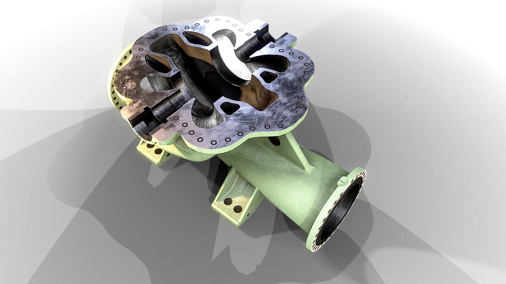 Split Casing Centrifugal Pump Housing Low-poly 3D model_2