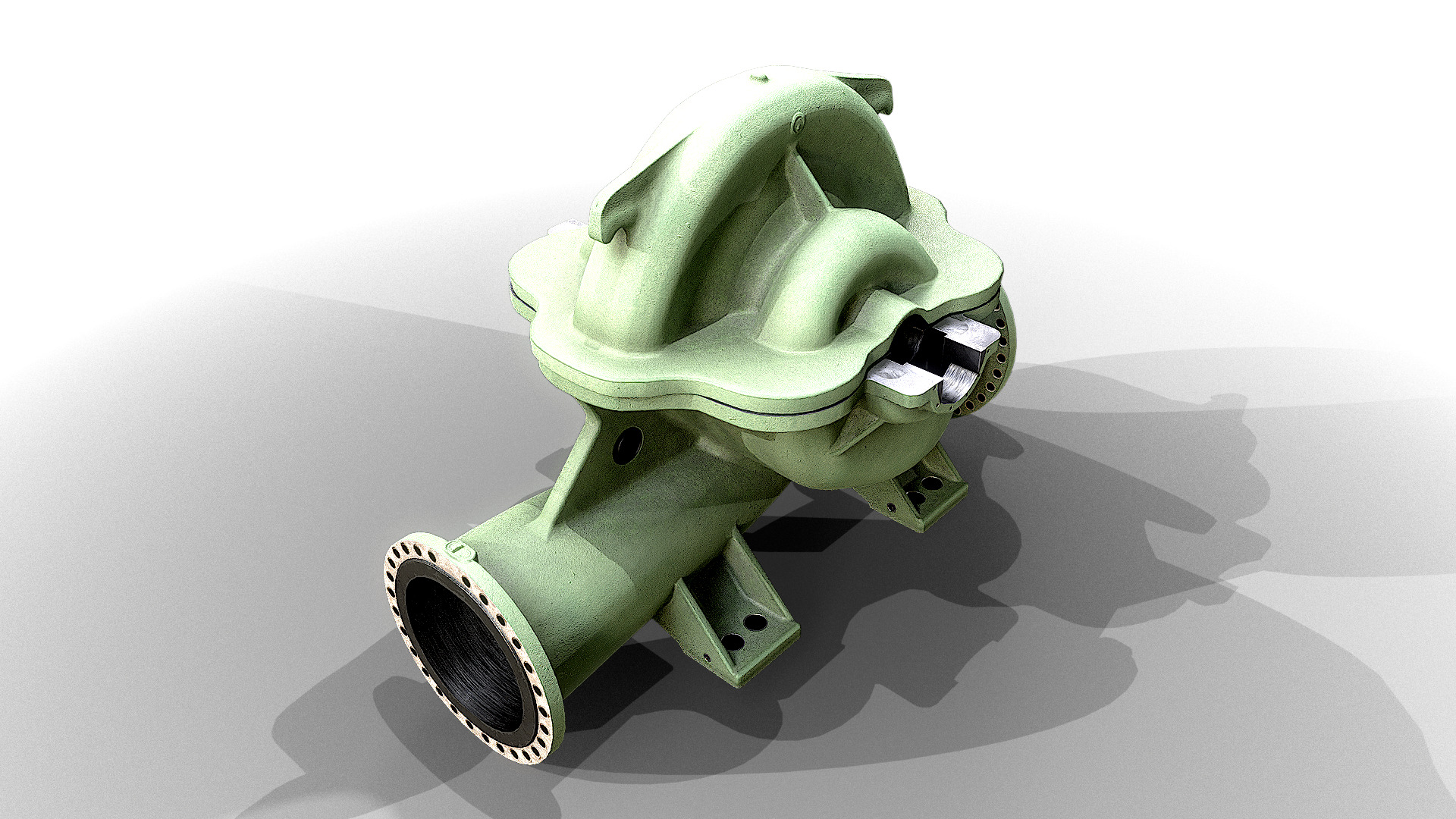 Split Casing Centrifugal Pump Housing Low-poly 3D model_4