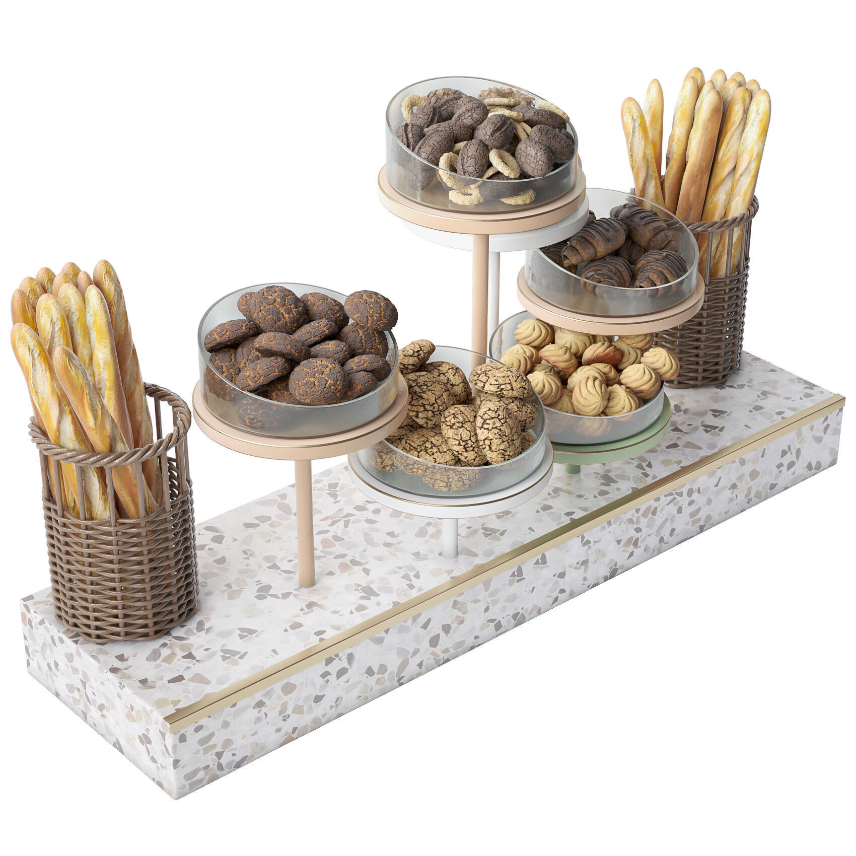 Display case with sweets and desserts 3D model_2