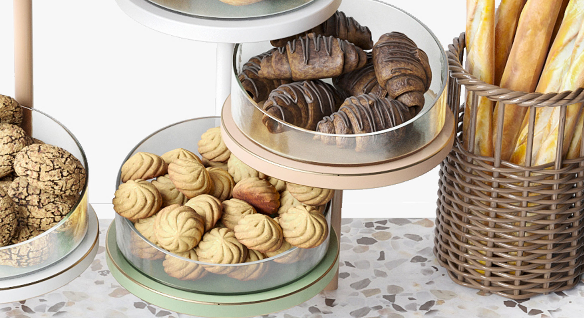 Display case with sweets and desserts 3D model_7