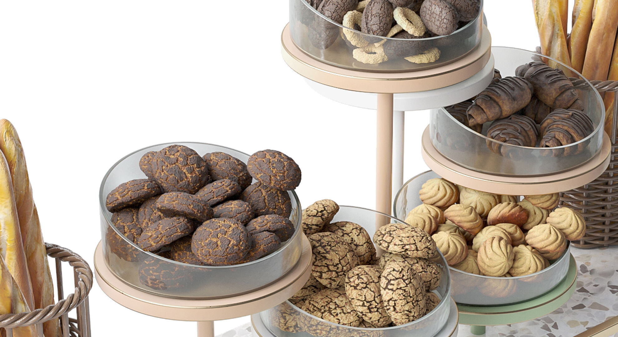 Display case with sweets and desserts 3D model_3