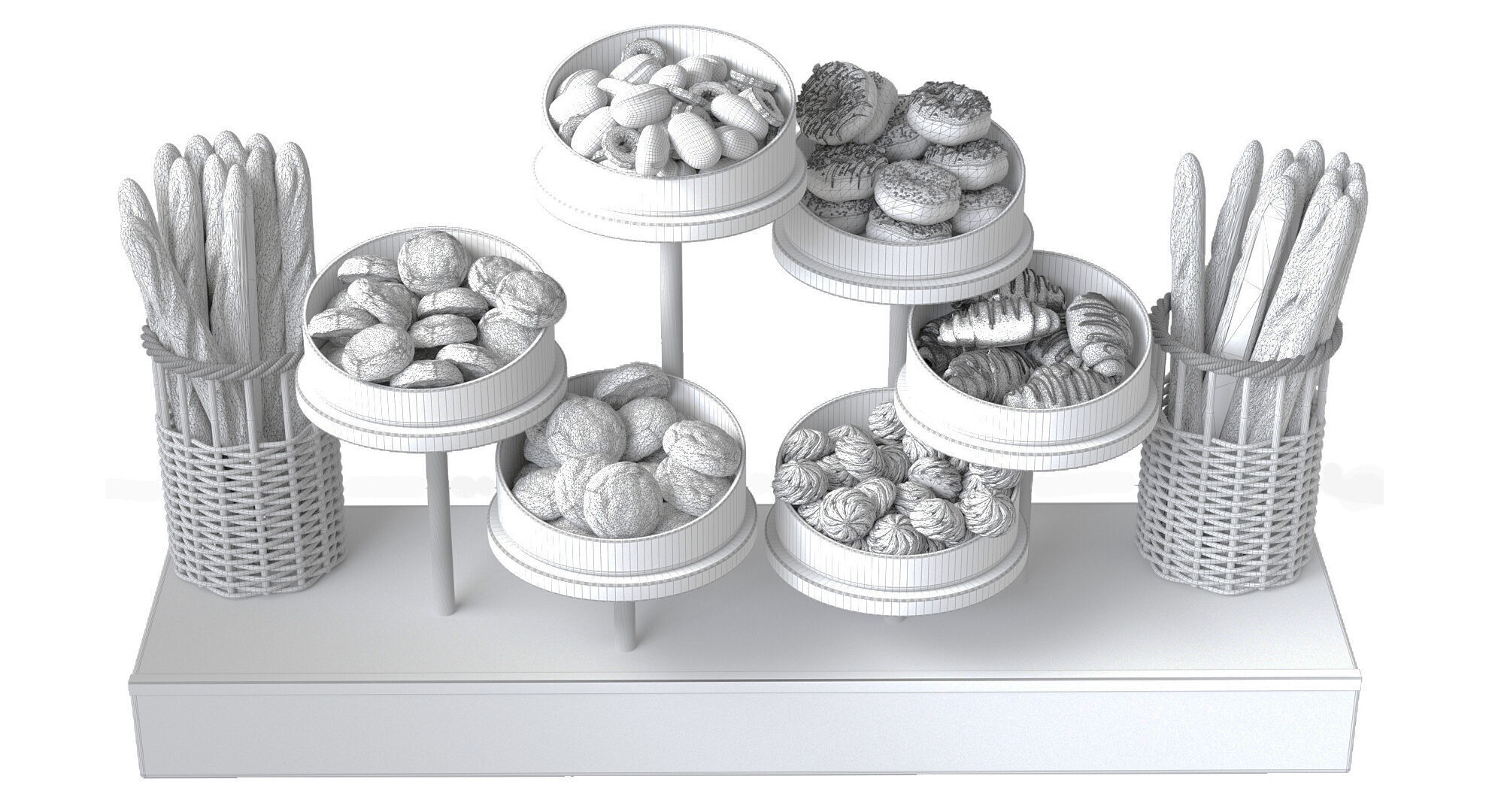 Display case with sweets and desserts 3D model_1