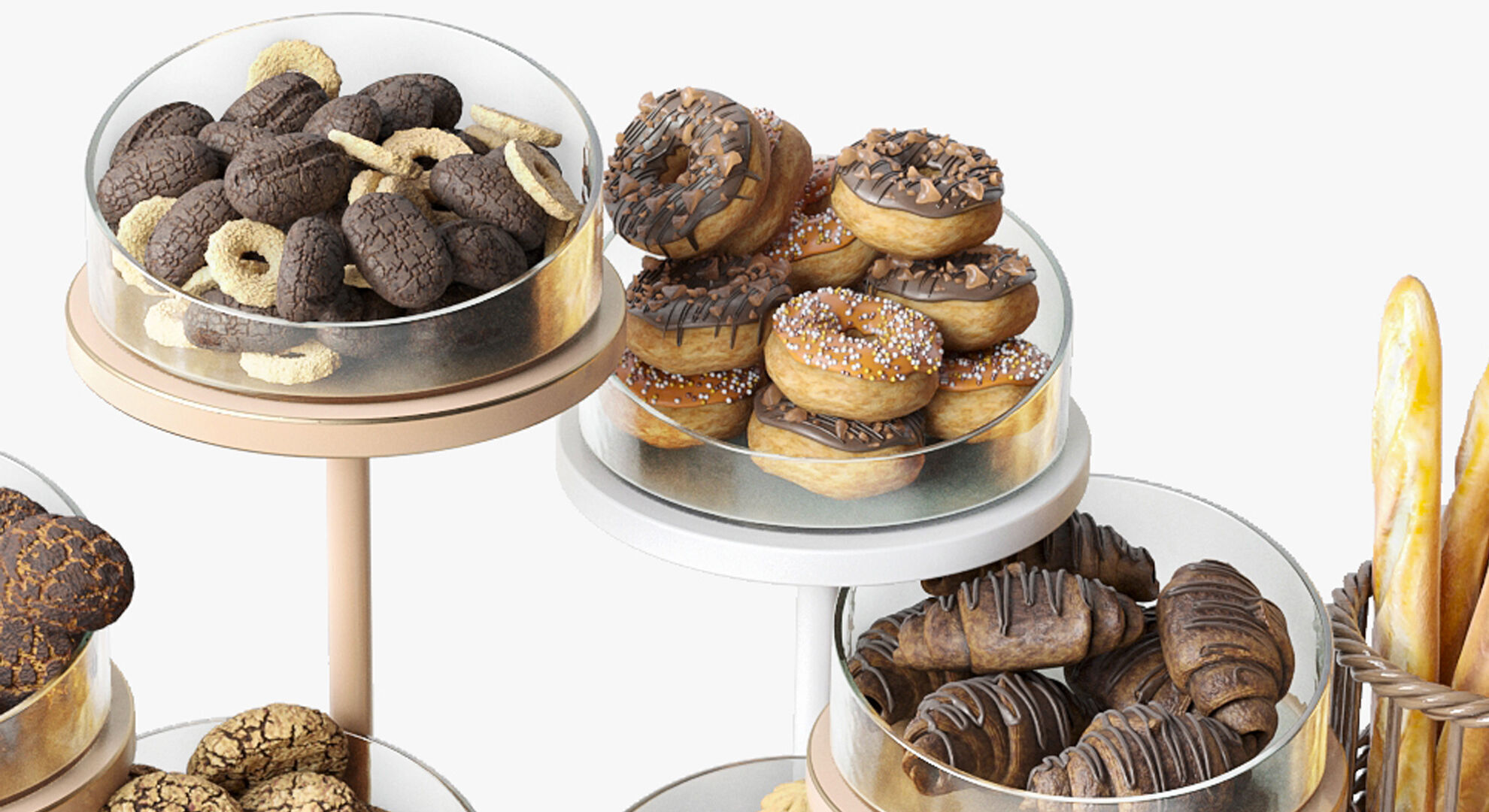 Display case with sweets and desserts 3D model_5