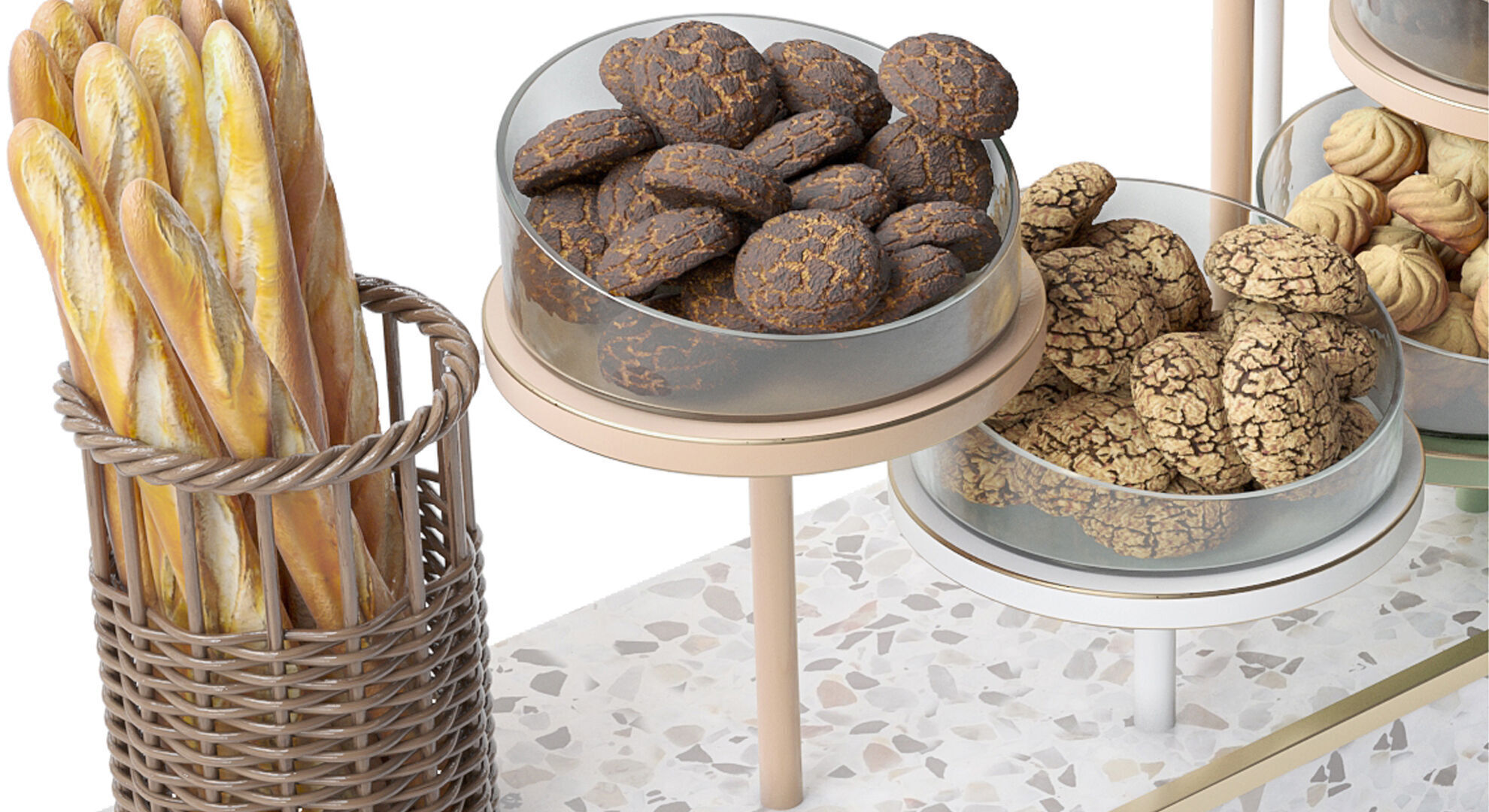 Display case with sweets and desserts 3D model_4