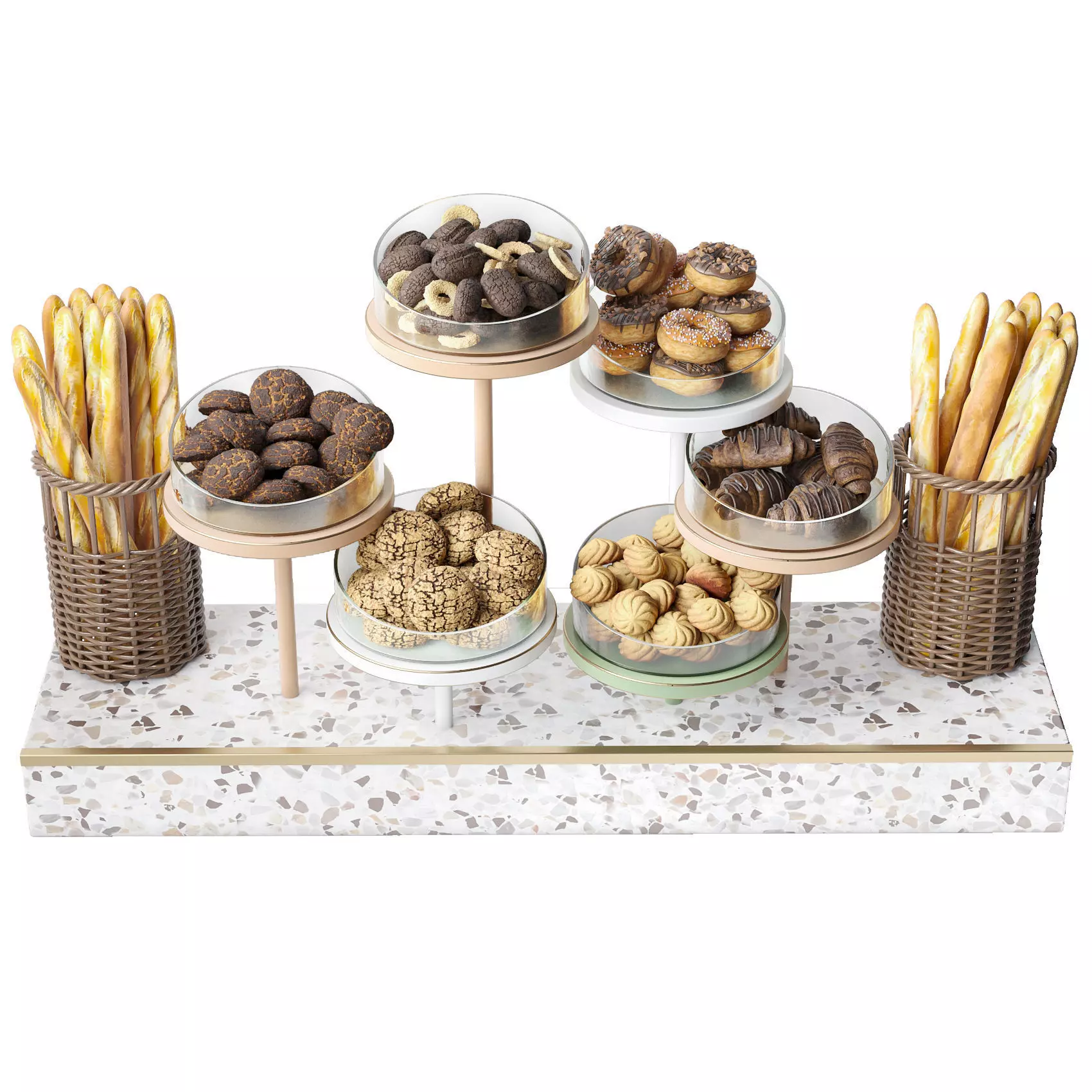 Display case with sweets and desserts 3D model_0
