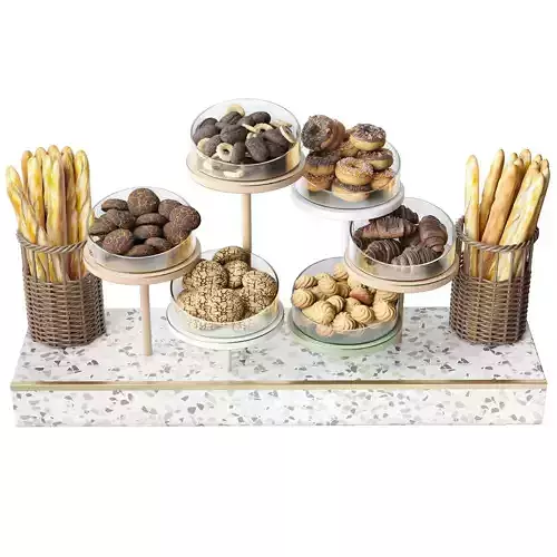Display case with sweets and desserts
