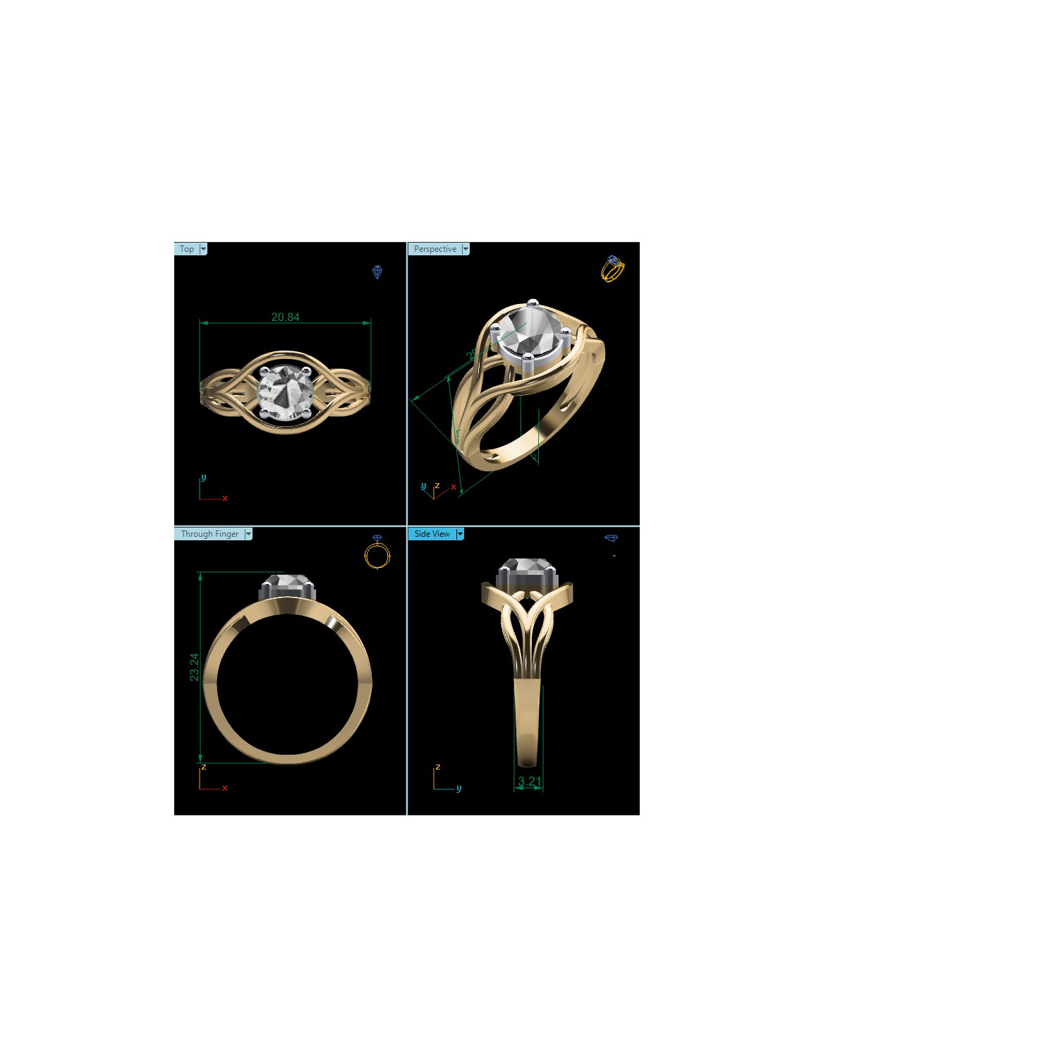 Women Ring Render 3dm STL MTL SLC JCD OBJ FBX Details 3D print model_25