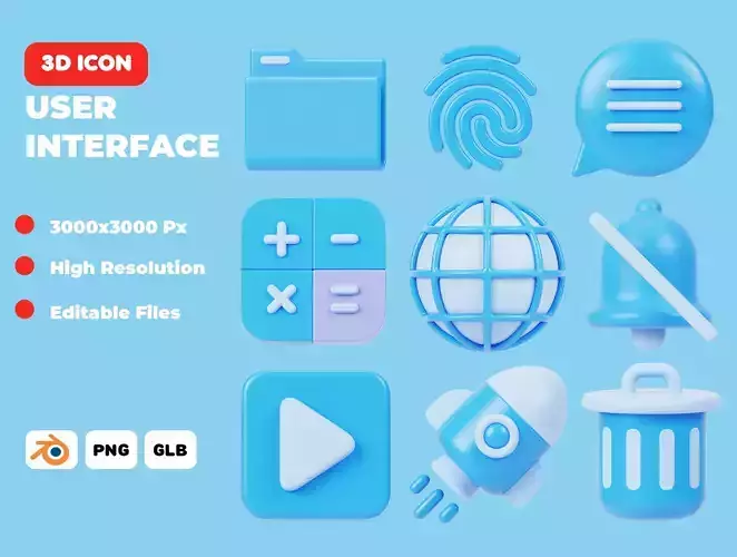 User Interface 3D Icon Pack 