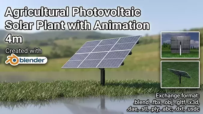 Agricultural photovoltaic solar-power-system with animation 4m