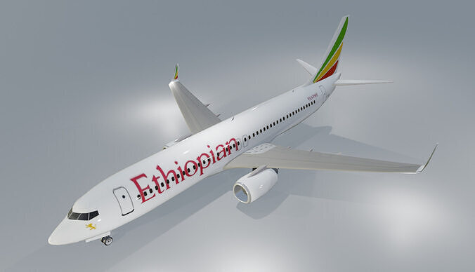 Ethiopian Airlines Boeing 737-800 low poly 3D Model Low-poly 3D model