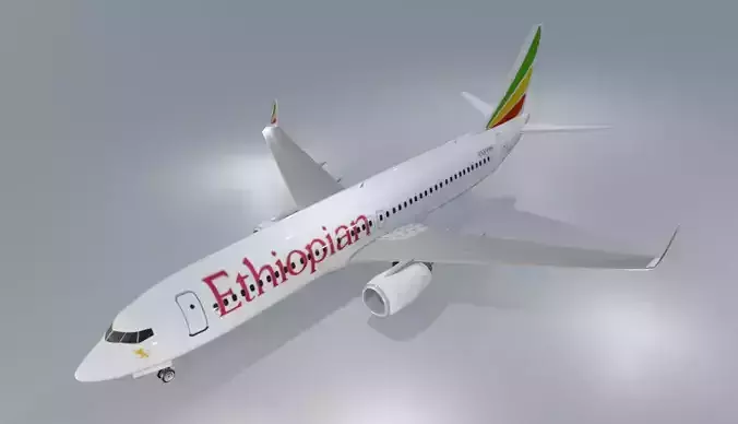 Ethiopian Airlines Boeing 737-800 low poly 3D Model Low-poly 3D model