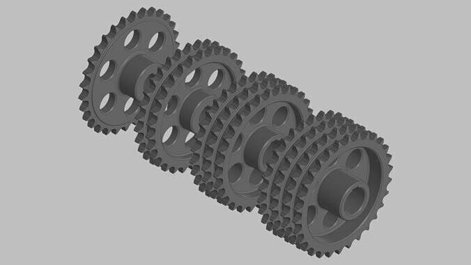Chain Sprockets 30T Pitch 1905 1-4 Rows 3D model