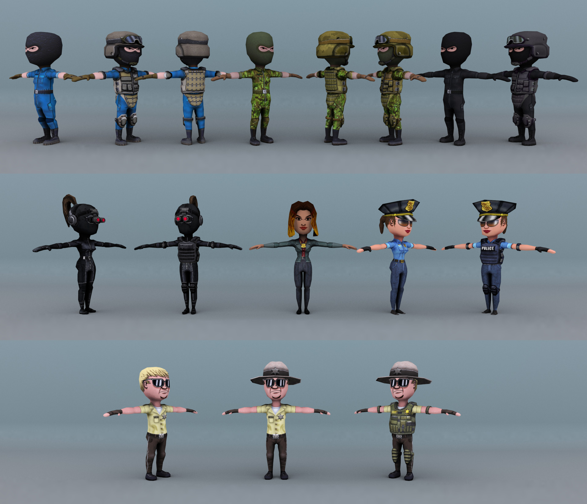 Low poly Police Force Low-poly 3D model_1