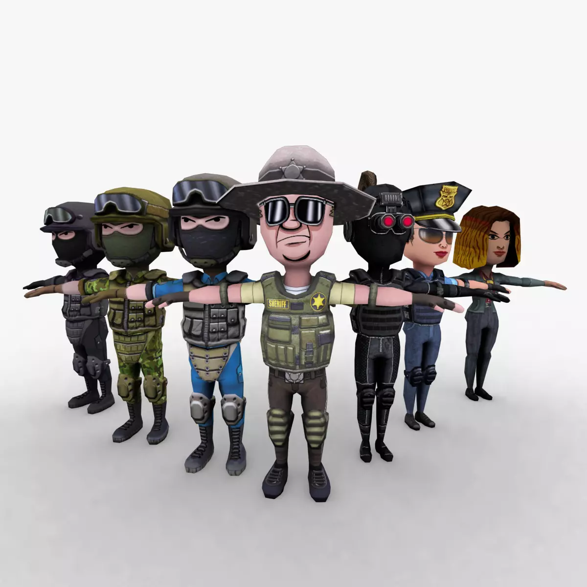 Low poly Police Force Low-poly 3D model_0