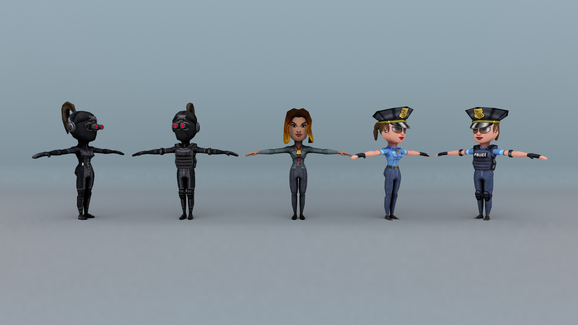 Low poly Police Force Low-poly 3D model_6