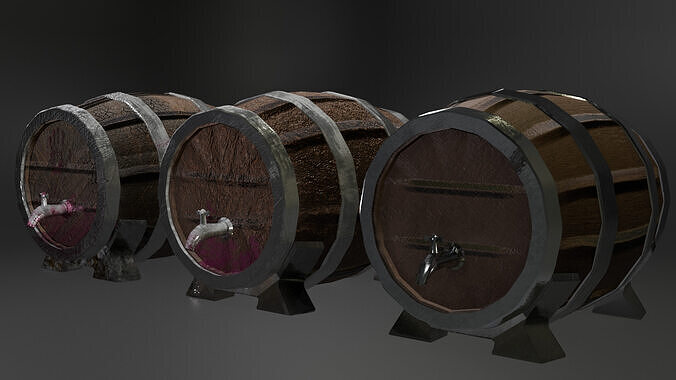 Stylized Wooden Barrel Low Poly 3D Asset Low-poly 3D model