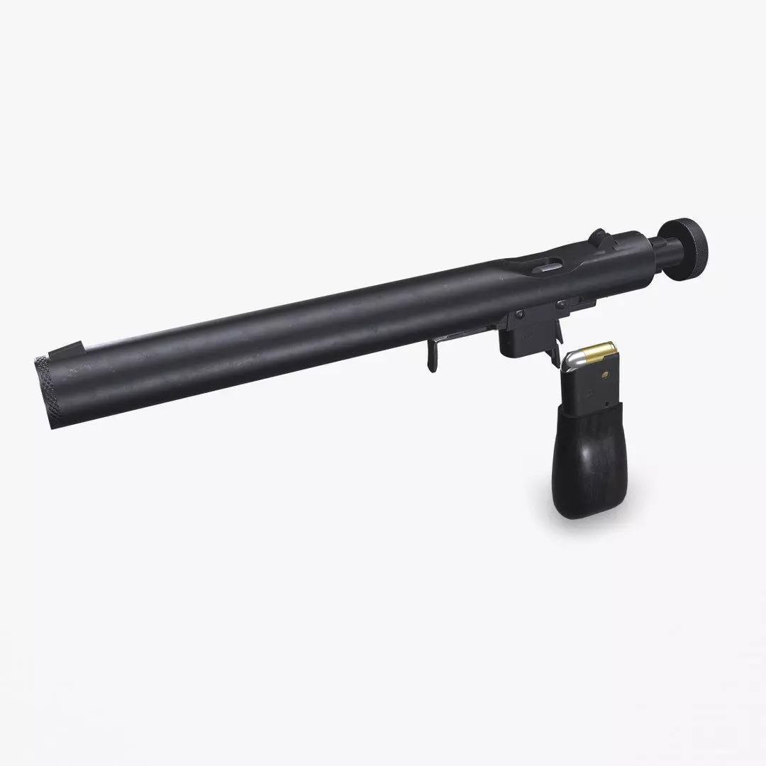 Welrod MK 2 Bolt Action Pistol Low-poly PBR Low-poly 3D model_0