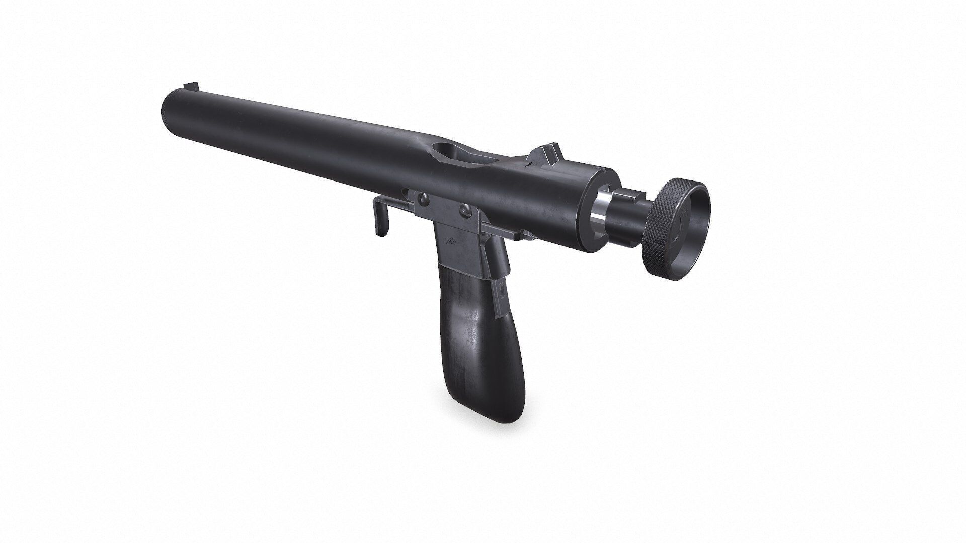 Welrod MK 2 Bolt Action Pistol Low-poly PBR Low-poly 3D model_6