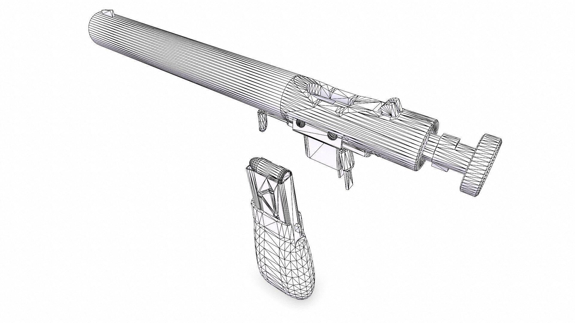 Welrod MK 2 Bolt Action Pistol Low-poly PBR Low-poly 3D model_22