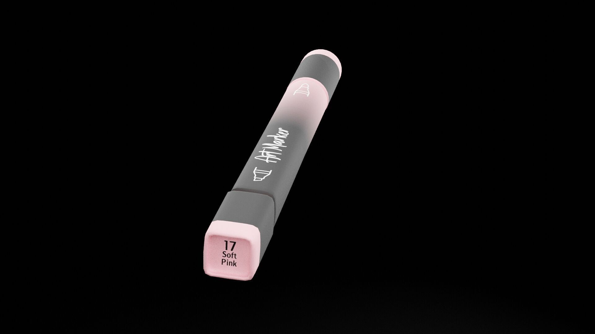 Painting Pink Marker Low-poly 3D model_4