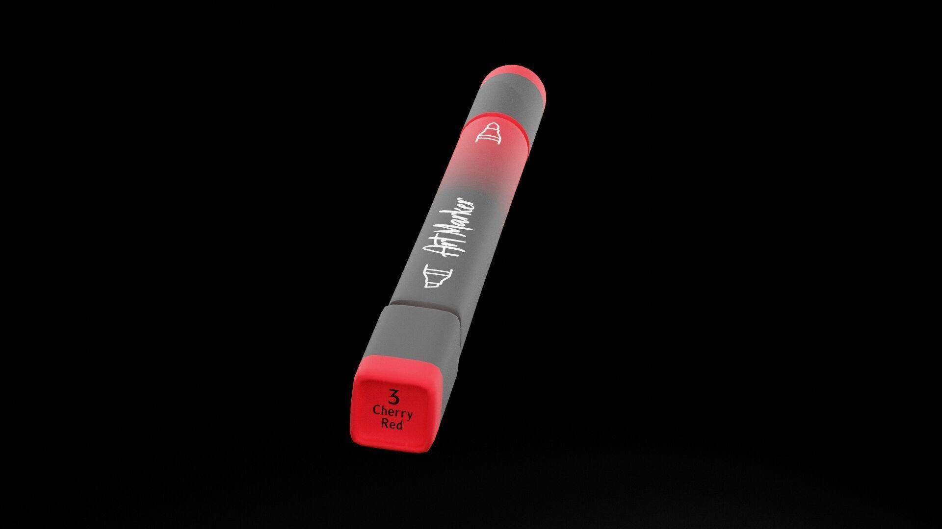 Painting Red Marker  Low-poly 3D model_4