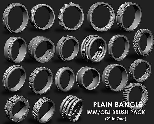 Plain Bangles IMM Brush Pack 21 in One 3D model