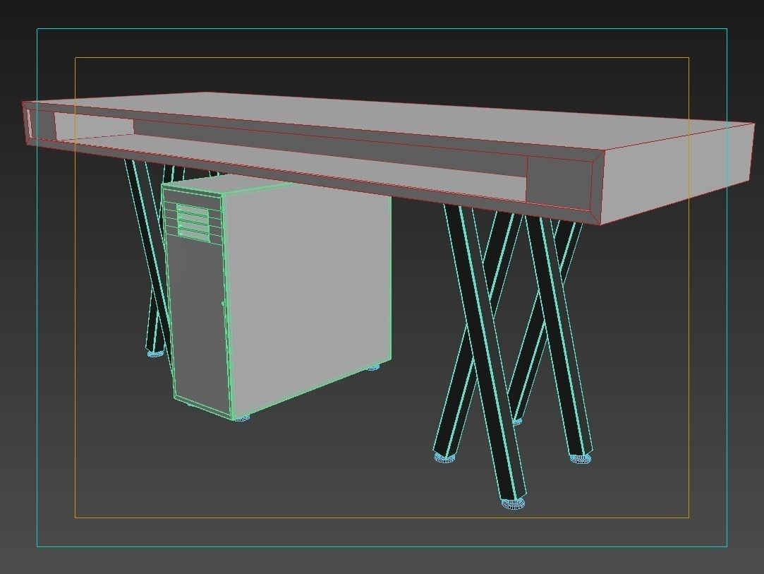 Office table Free 3D model_1