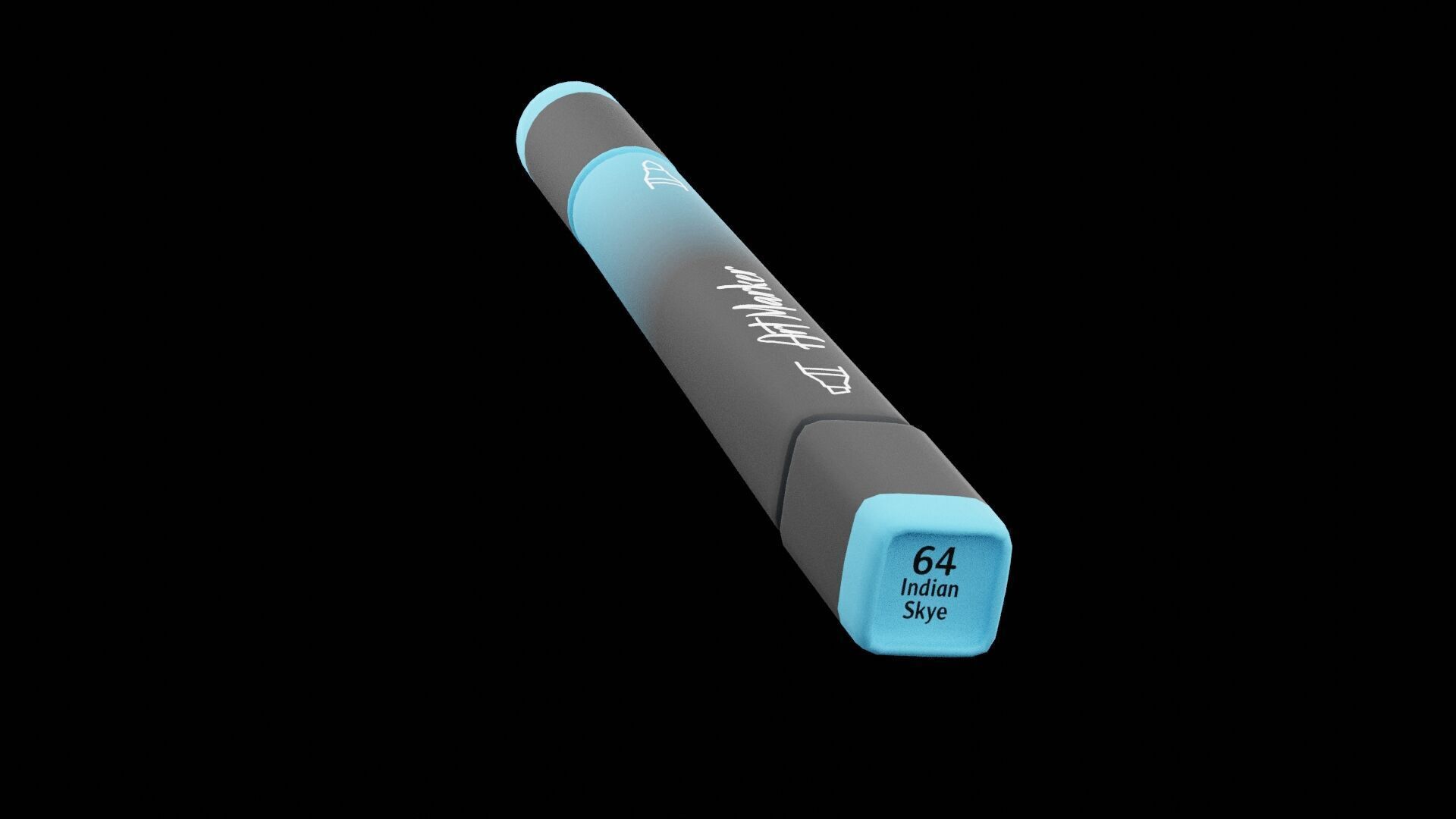 Painting Cyan Marker Low-poly 3D model_2
