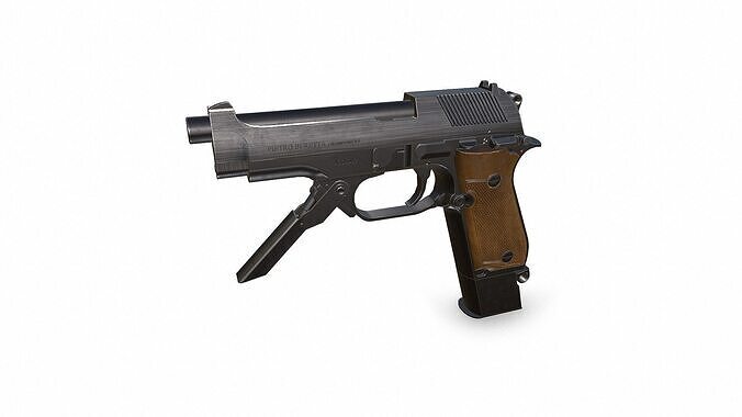 Beretta 93R Machine Pistol Low-poly PBR Low-poly 3D model