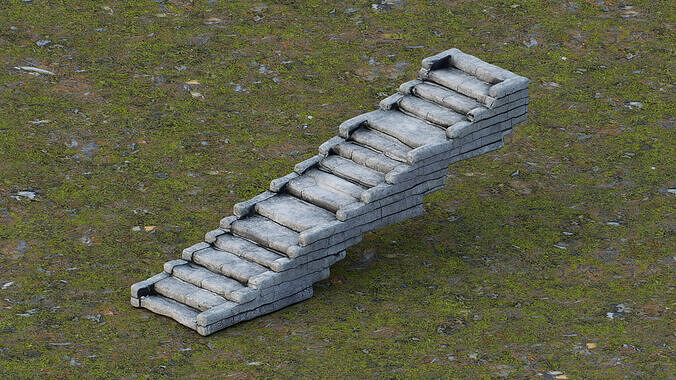 Stone Staircase Low-poly 3D model