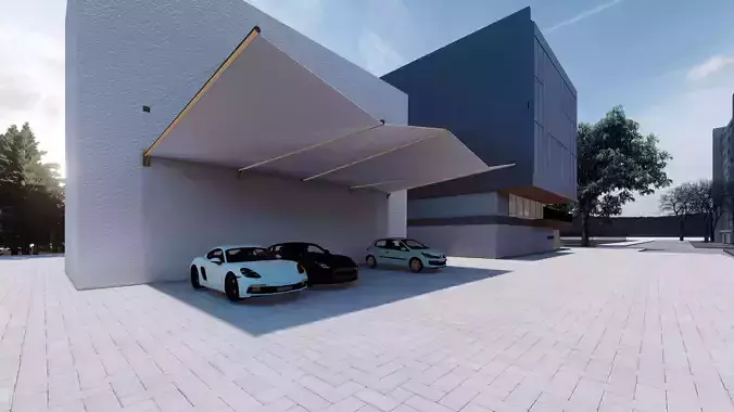 Modern Triangular Car Parking Shade  Low-poly 3D model