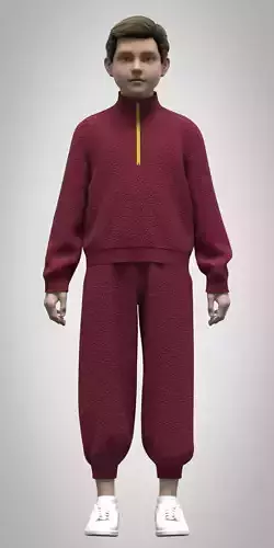 kid boys sweat set rigged 3d model Low-poly 3D model