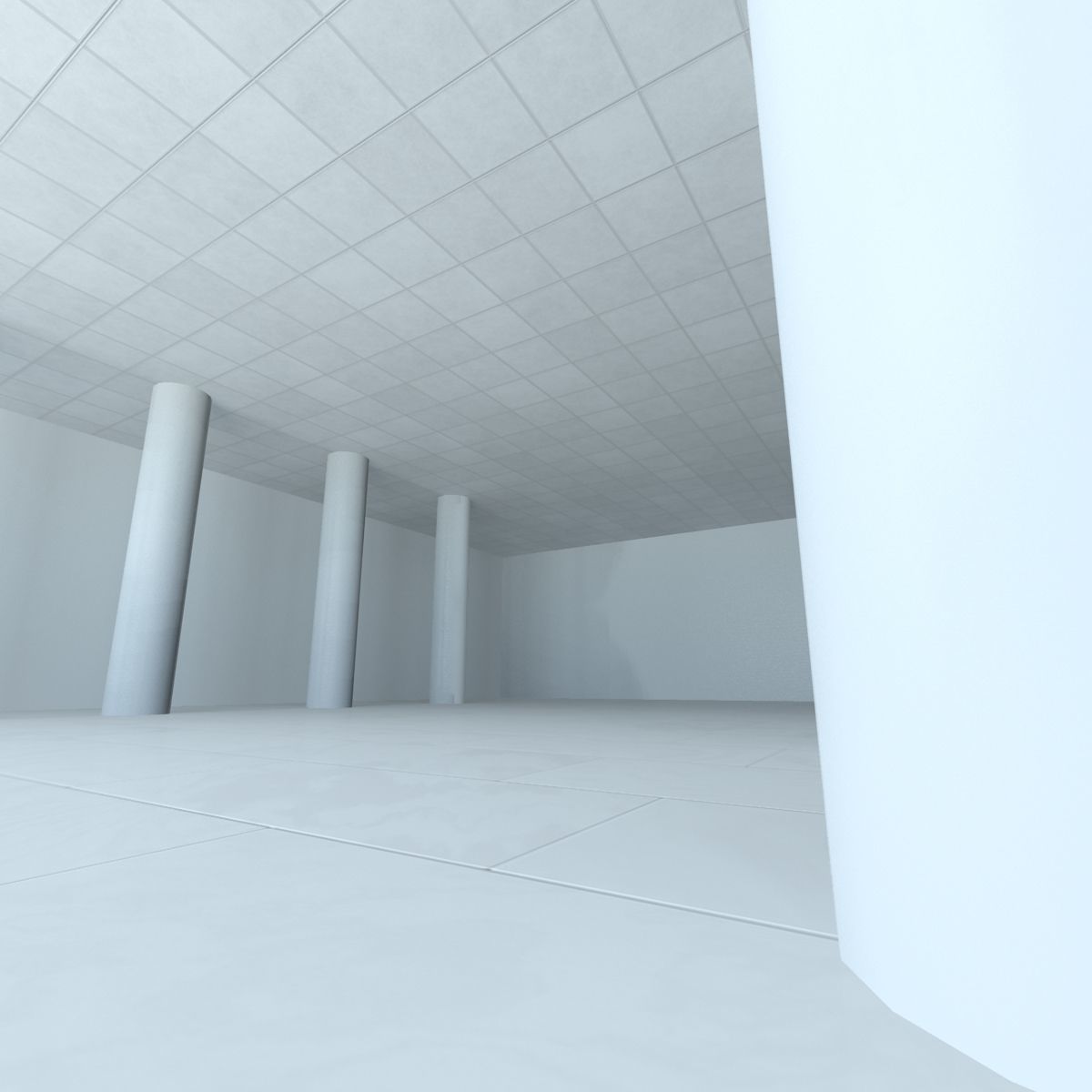 White Studio Room Set 3D model_3