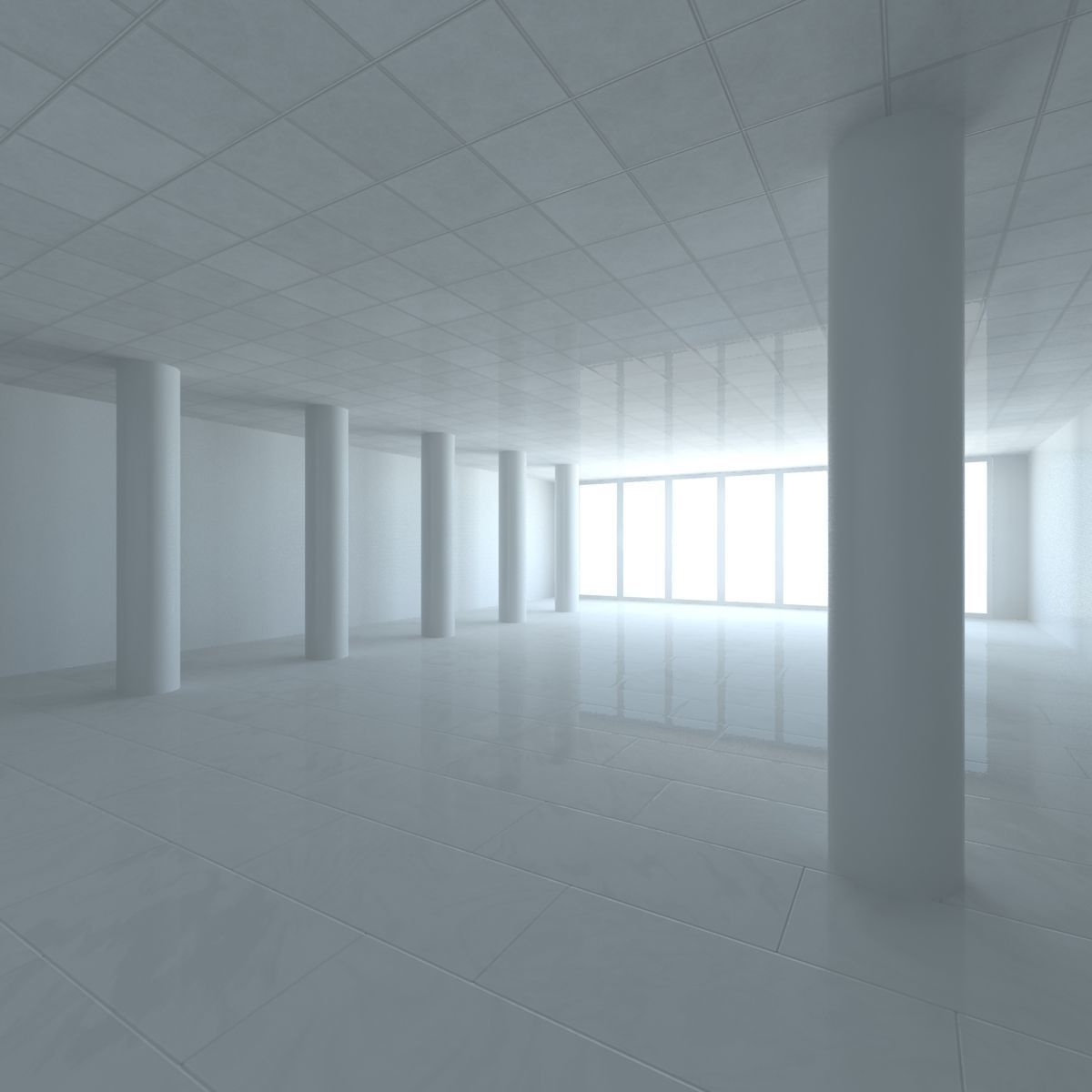 White Studio Room Set 3D model_2