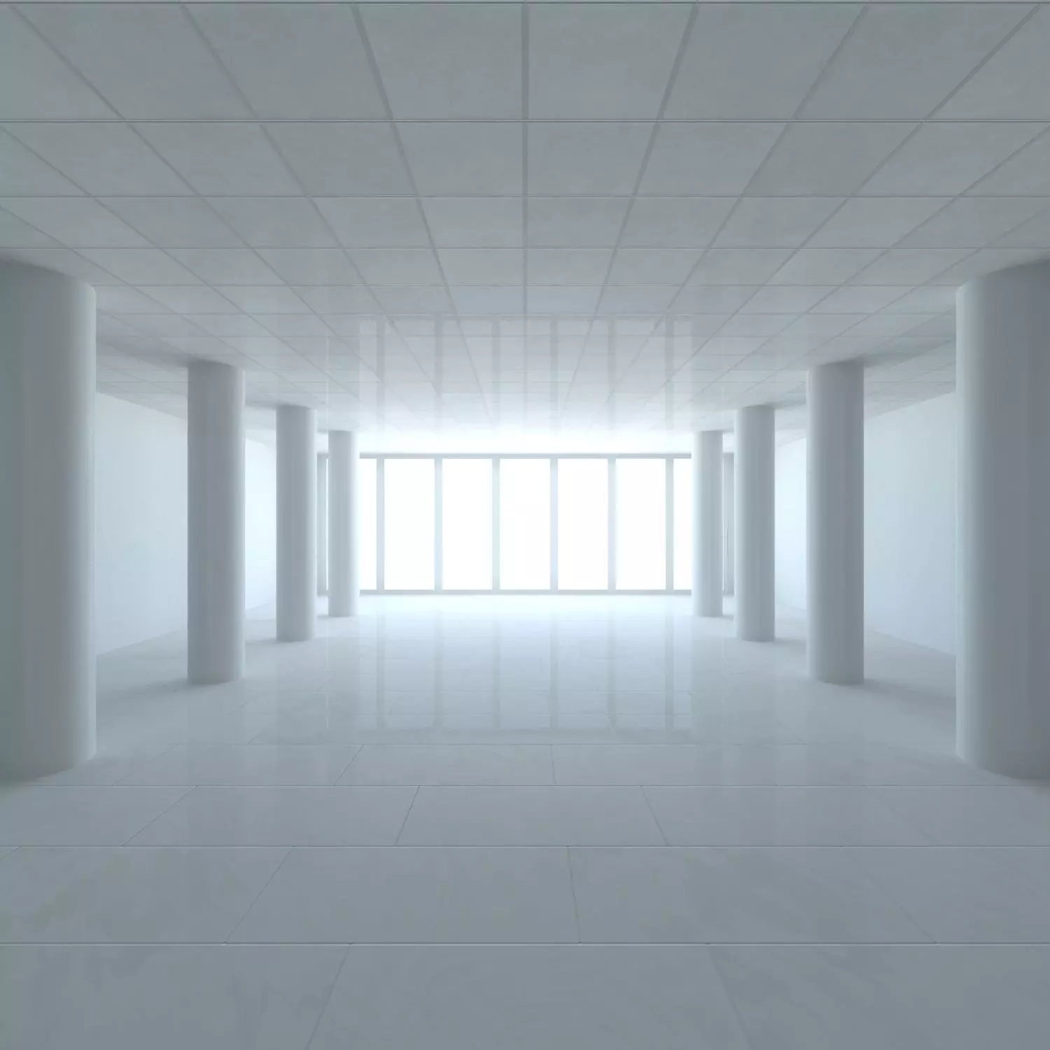 White Studio Room Set 3D model_0