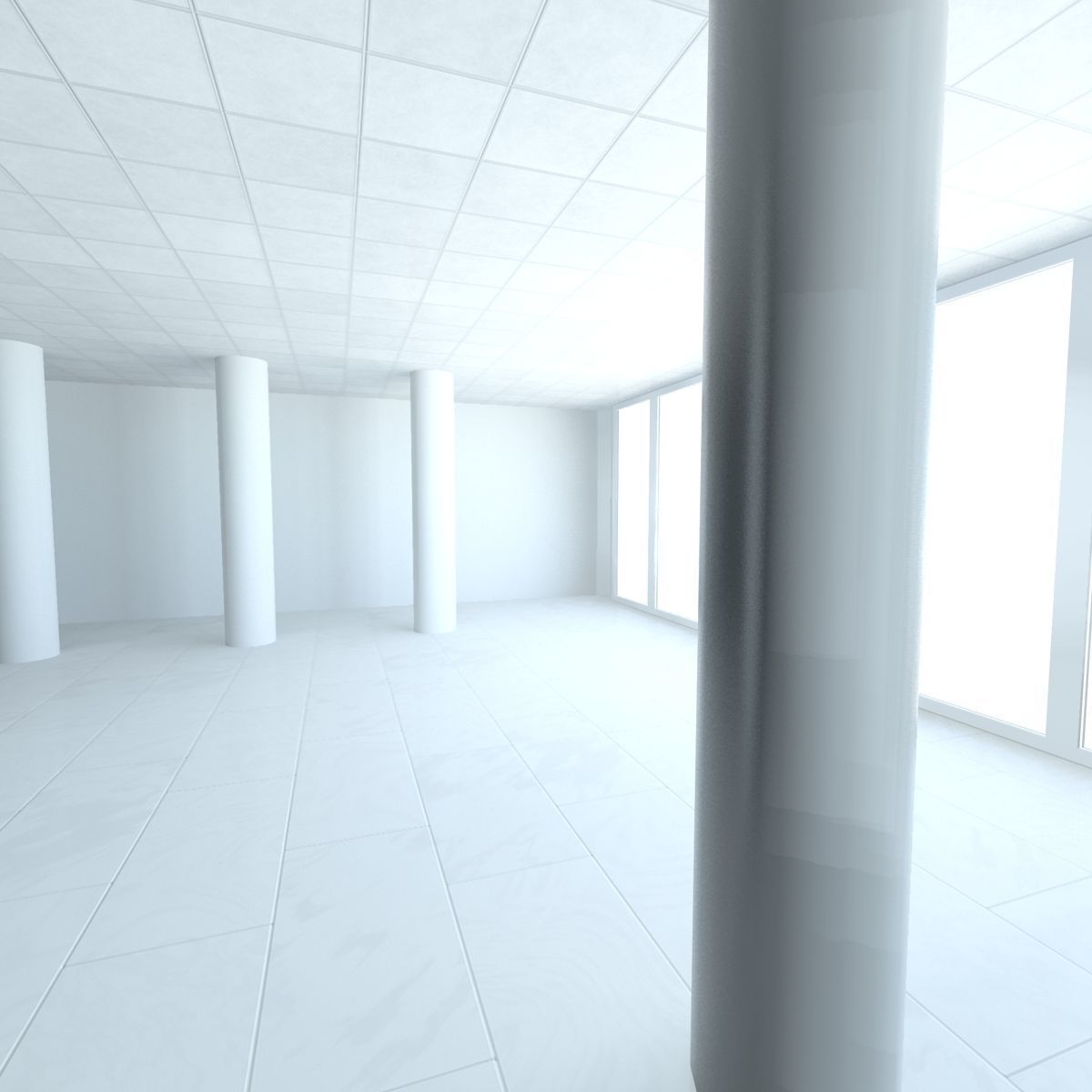 White Studio Room Set 3D model_4