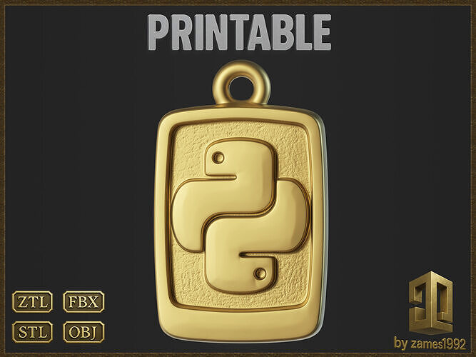 Tech Python Jewelry Charm 3D print model