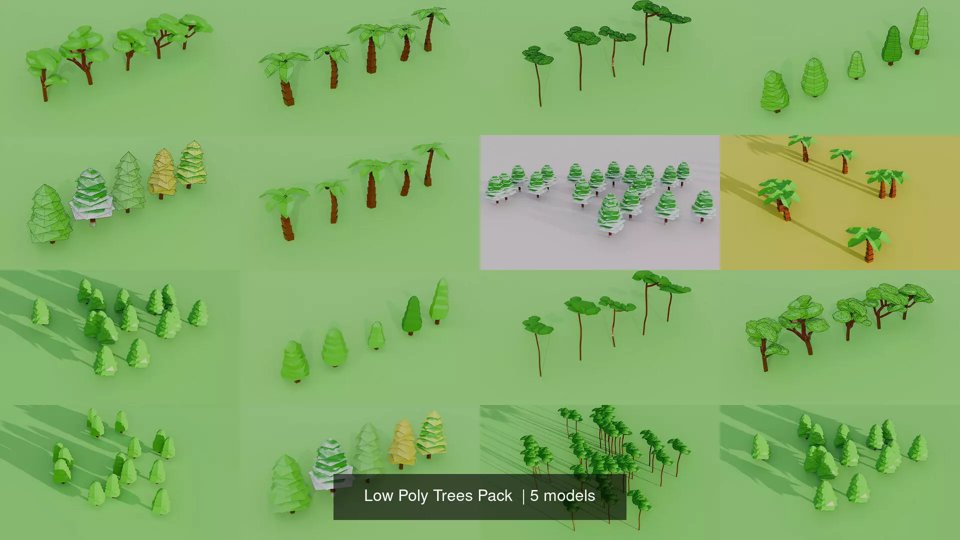 Low Poly Trees Pack  3D Model Collection_1