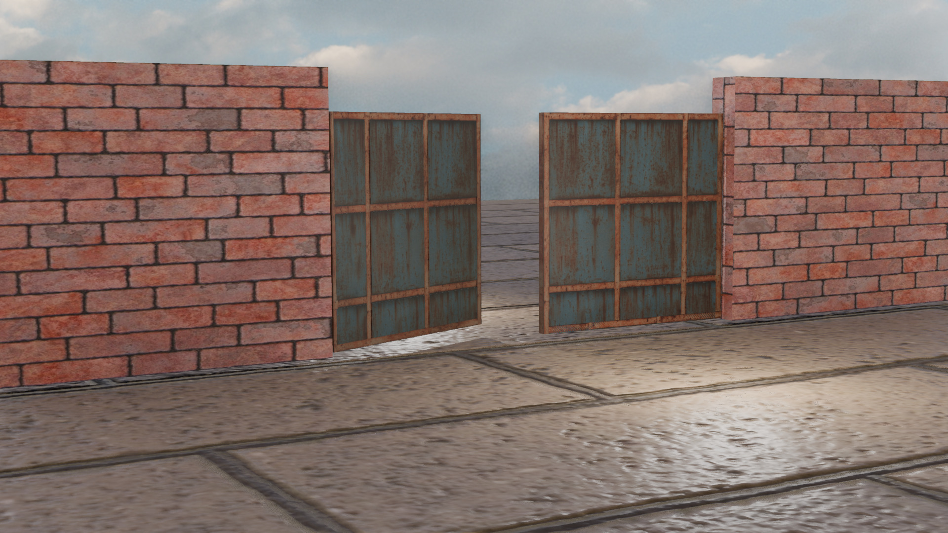 Rusty Industrial Gate Game Ready Low Poly 3D Model Free low-poly 3D model_2