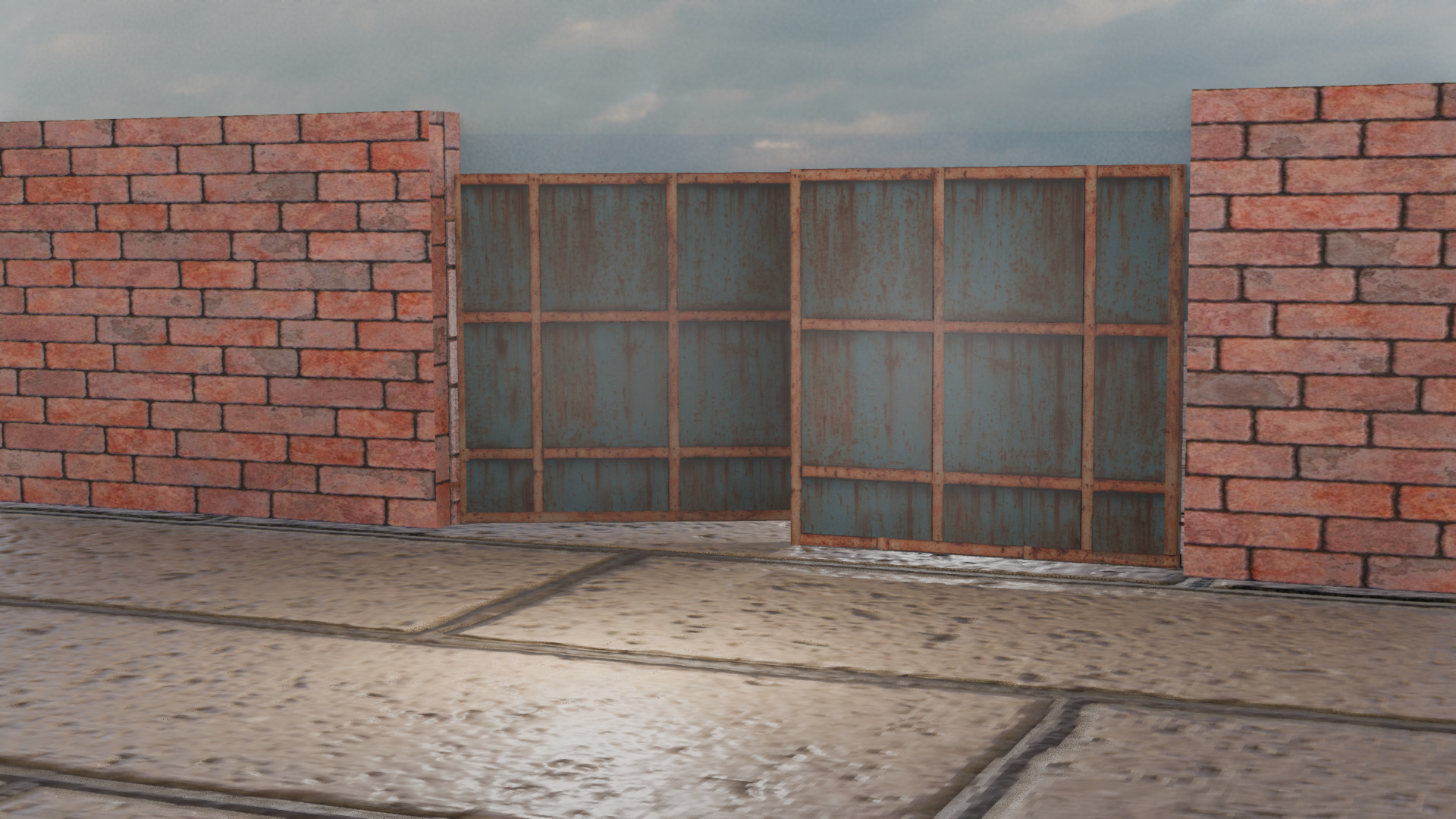 Rusty Industrial Gate Game Ready Low Poly 3D Model Free low-poly 3D model_5