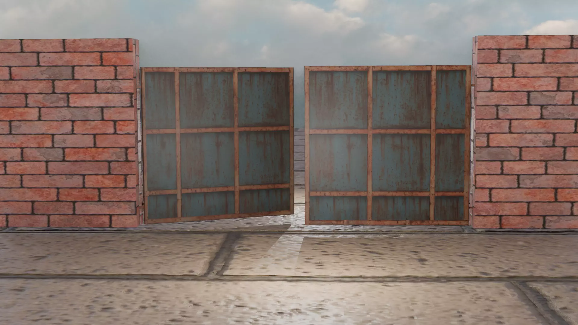 Rusty Industrial Gate Game Ready Low Poly 3D Model Free low-poly 3D model_0