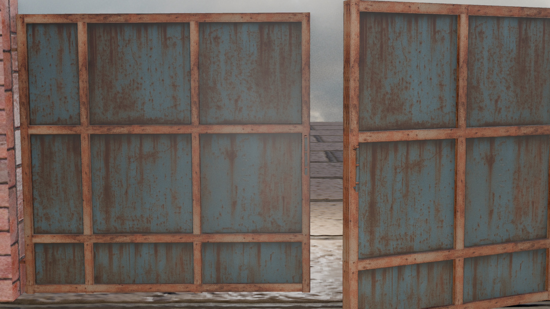 Rusty Industrial Gate Game Ready Low Poly 3D Model Free low-poly 3D model_3