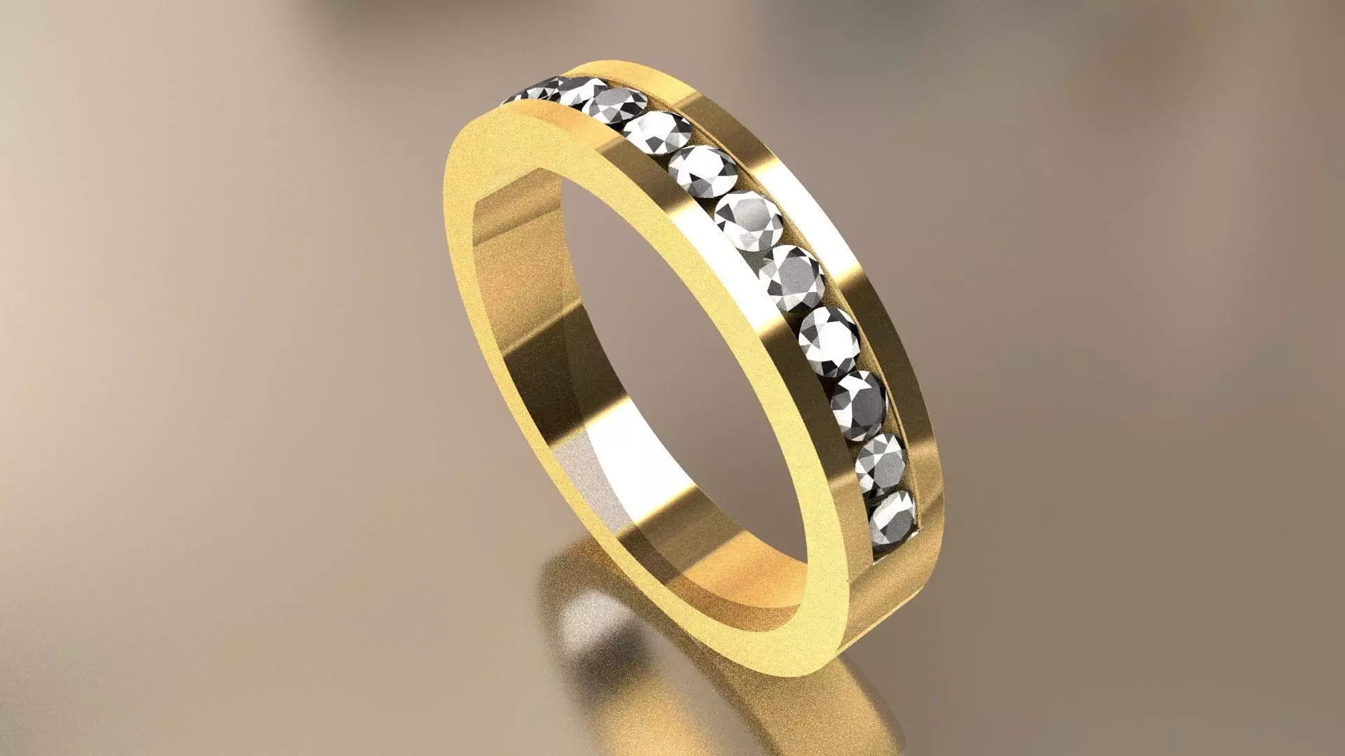Diamond Line Ring Women 3D print model