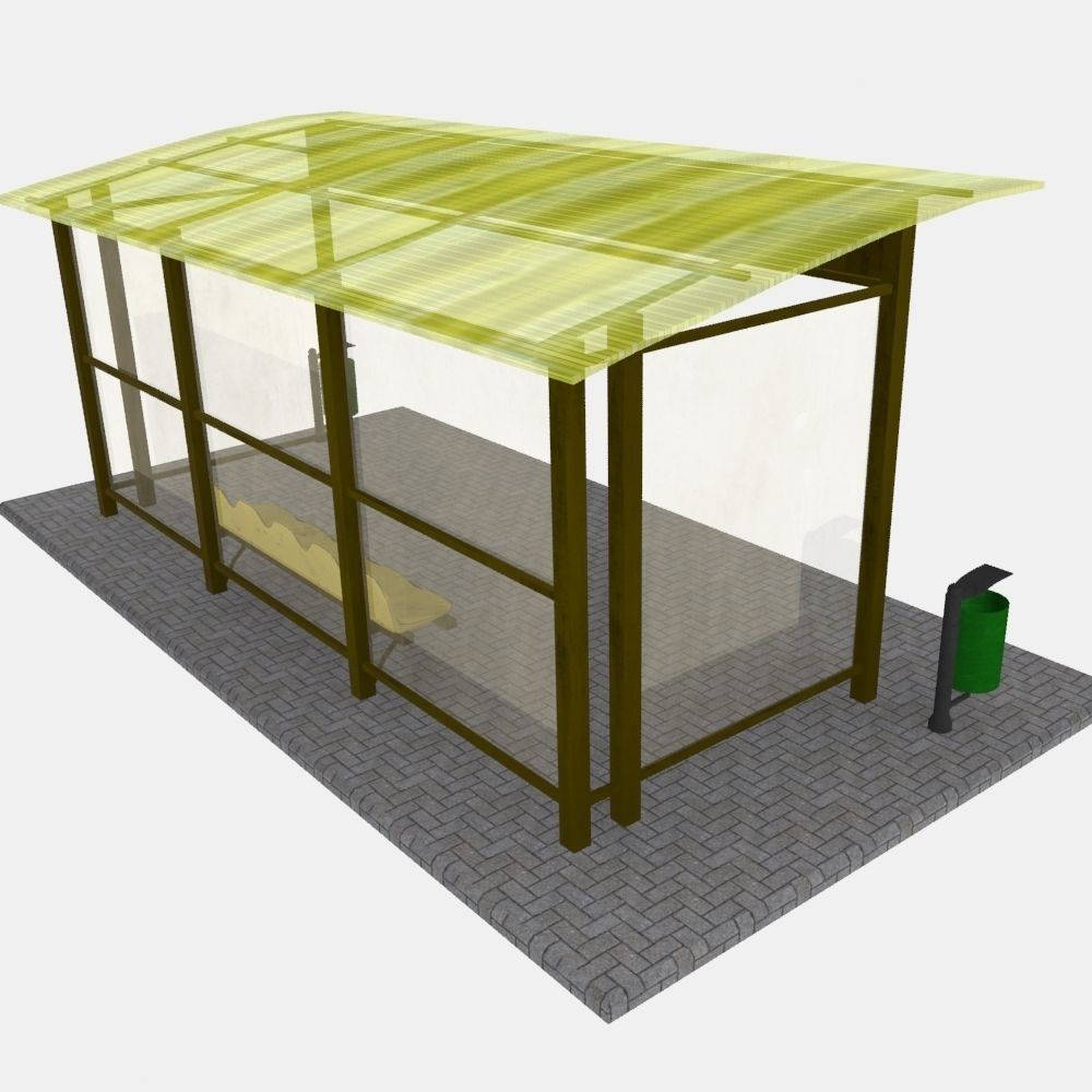 Small bus stop v2 3D model_1