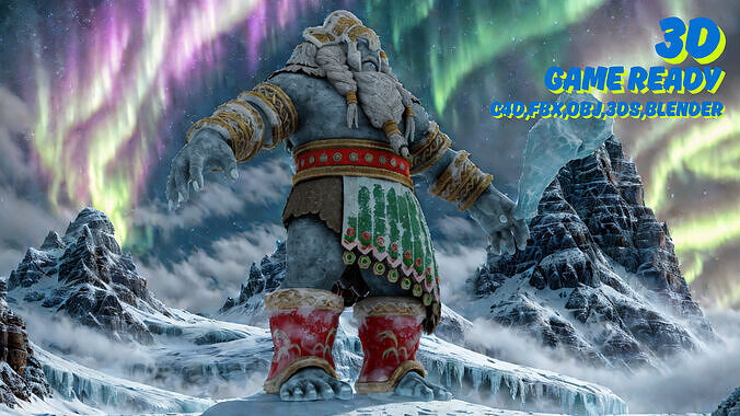 Frost Giant 3D Model  Game Ready Rigged   Fantasy Character Low-poly 3D model