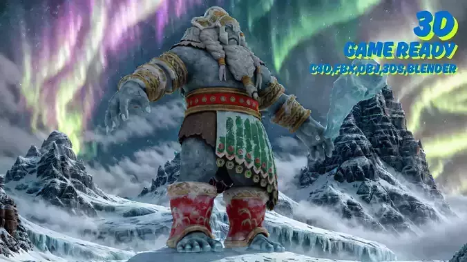 Frost Giant 3D Model  Game Ready Rigged   Fantasy Character Low-poly 3D model